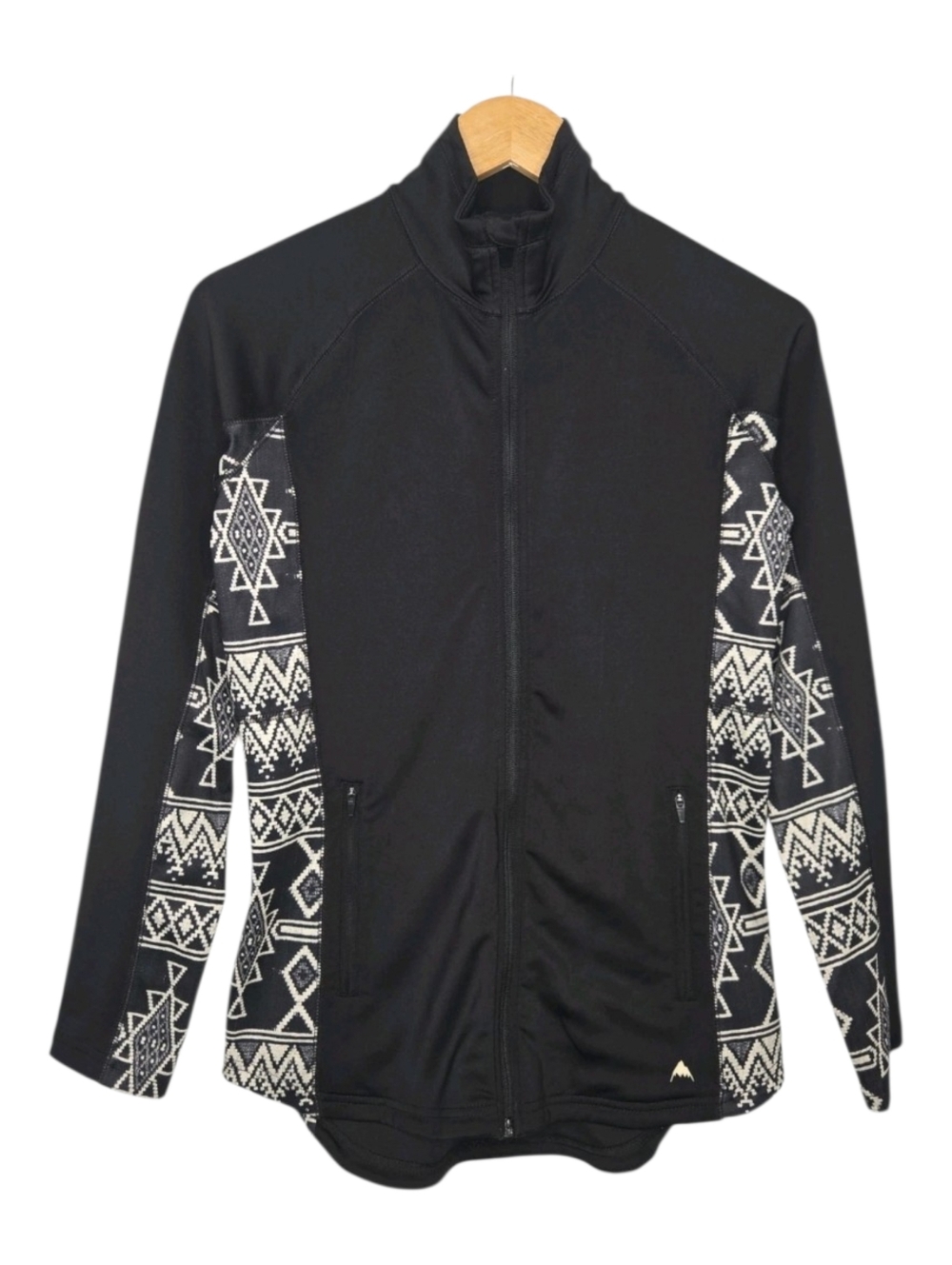 Burton Womens Black Aztec Print Skiing Base Layer Full Zip DryRide Jacket XS